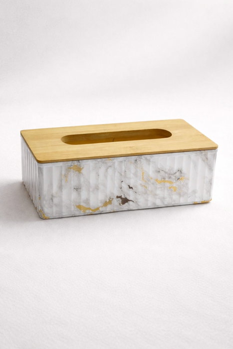 Hermia Soporte para Servilletas Dorado con Tapa de Bambú BU0115